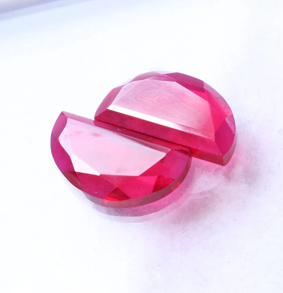 Ruby Loose Gemstone Lab Create Ruby Cut Cab Flat Back Ruby Making Jewelry18X10MM - Image 2 of 4