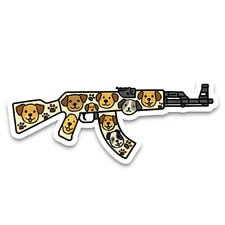 Ak47 Dog Pattern Sticker 5 inch Vinyl Decal Indoor/Outdoor Safe Gun Sport Hobby