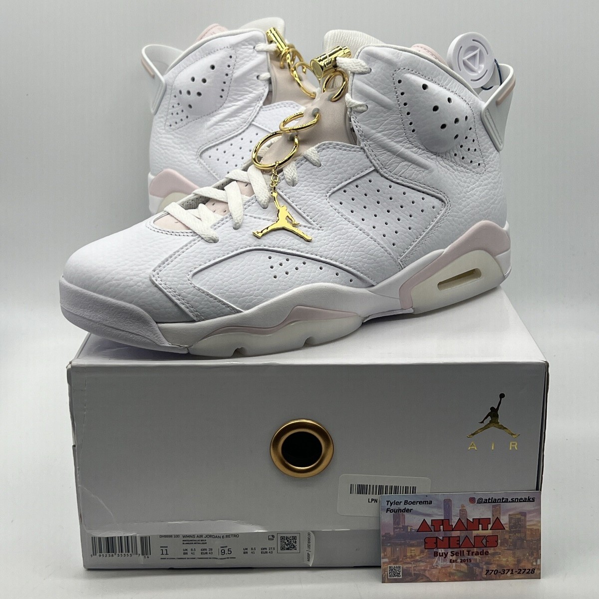 Size 11 - Air Jordan 6 Retro Gold Hoops W Pink White Leather