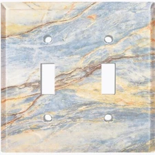 Metal Light Switch Cover Wall Plate Kitchen Marble Blue Pattern Tile MAR014