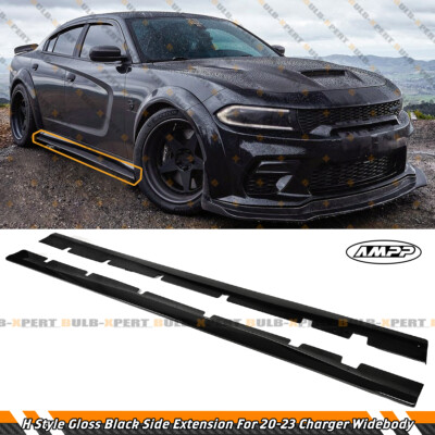 For 20-2023 Dodge Charger SRT Widebody H Style Gloss Black Side Skirt Extension