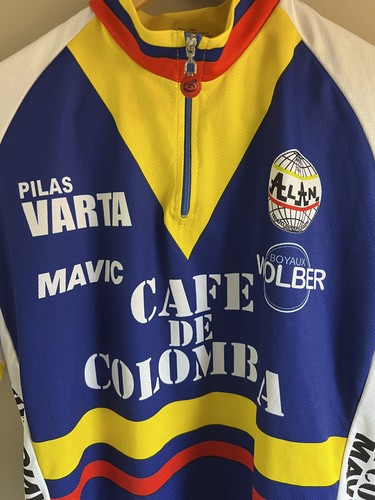 Safety Cafe De Colombia men's cycle jersey | Blue/White/Yellow | XL | Rare - Picture 3 of 8
