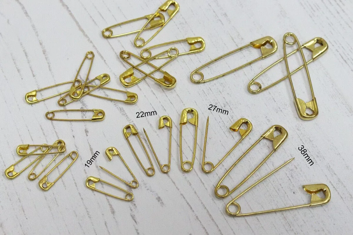 Premium Quality Pure Solid Brass Safety Pins in 5 Sizes Small to Large