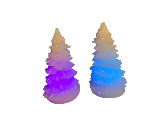 LED color Changing Wax Christmas Trees- set of 2 - Picture 15 of 21