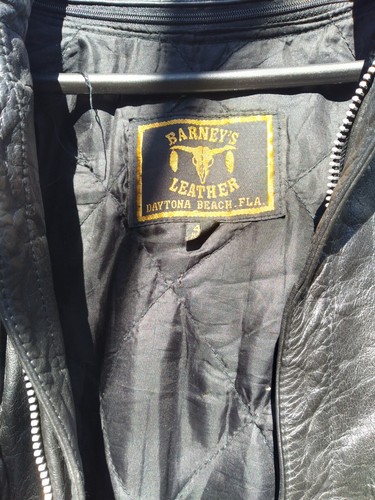 Barneys Leather Daytona Beach FLA Black W/ Long Fringe SZ 48 Heavy Leather - Picture 19 of 20