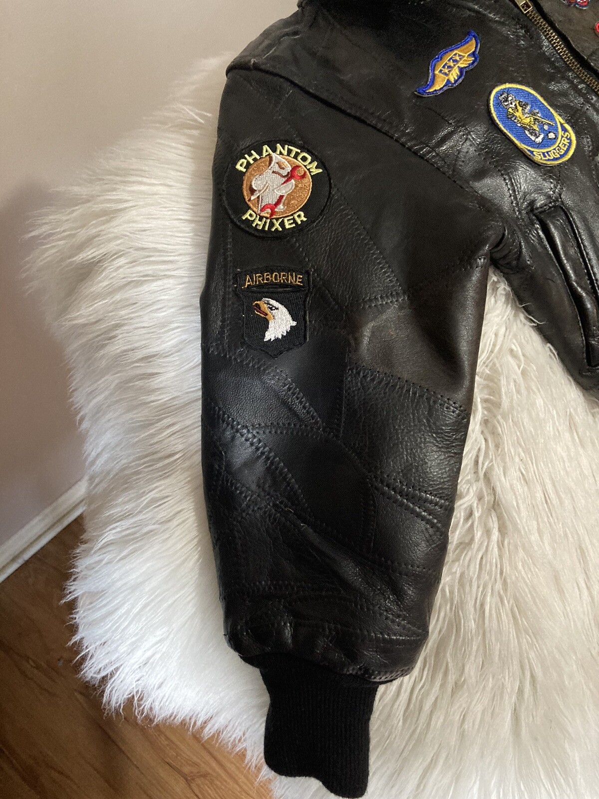 Boys Alpha Industries Leather Jacket Size 2T Maverick Top Gun image 2