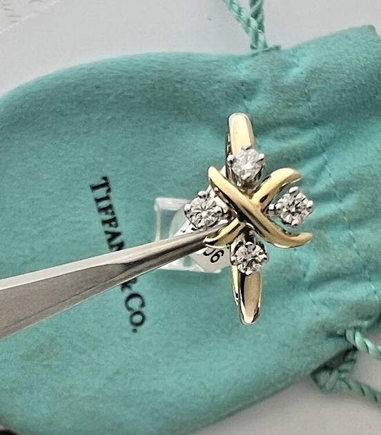 Tiffany & Co Schlumberger 18k Platinum Diamond Lynn RING 3.9 gr Sz