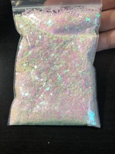 Iridescent White Glitter Hexagon Mix Acrylic Gel Nail Art 0.1mm 0.4mm 1,2mm 25g