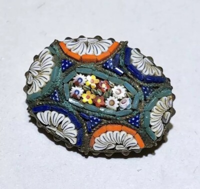Lot De 3 Broches Anciennes En Micro-Mosaïque - Antiquité / Vintage - Occasion