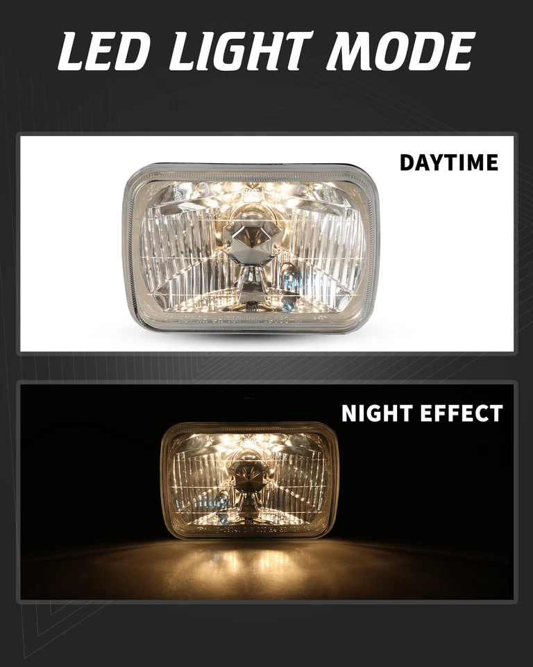 Clear Len HeadLights 7 inch Rectangular Conversion Factory Replacement Lamp Pair - Image 2 of 4