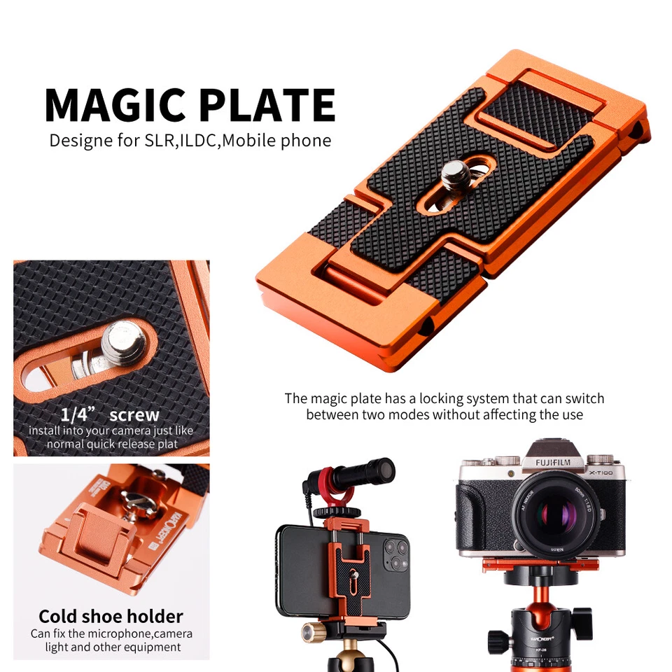 K&F Concept 68" Carbon Fiber Camera Tripod Compact 22lbs Load for DSLR Cellphone - Image 4 of 4