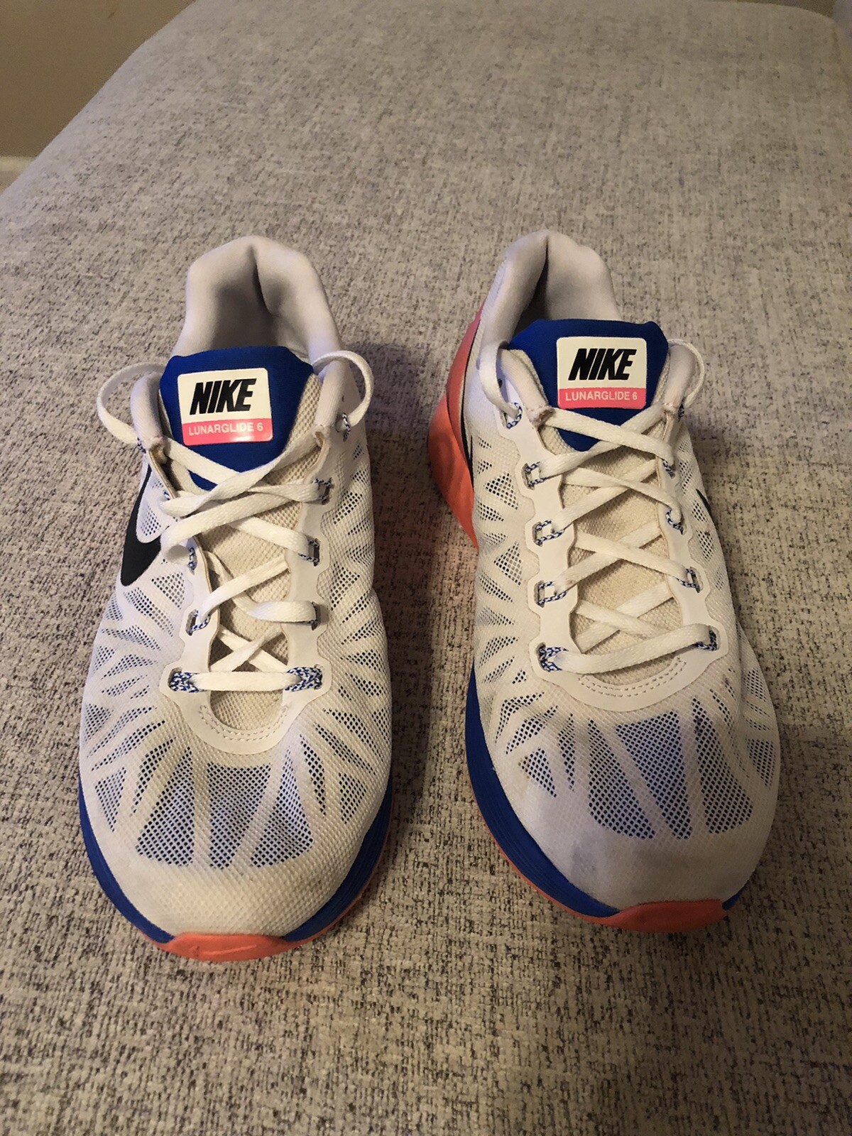 Nike Lunar Glide 6 Women's Size 10.5 White/Pink Athletic Running Shoe 654434-101 image 3