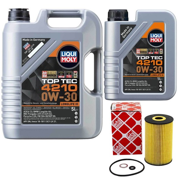 MotoröL Set Top Tec 4210 0W-30 Liqui Moly 6 Liter + ÖLfilter FüR Hyundai I30 KIA-image