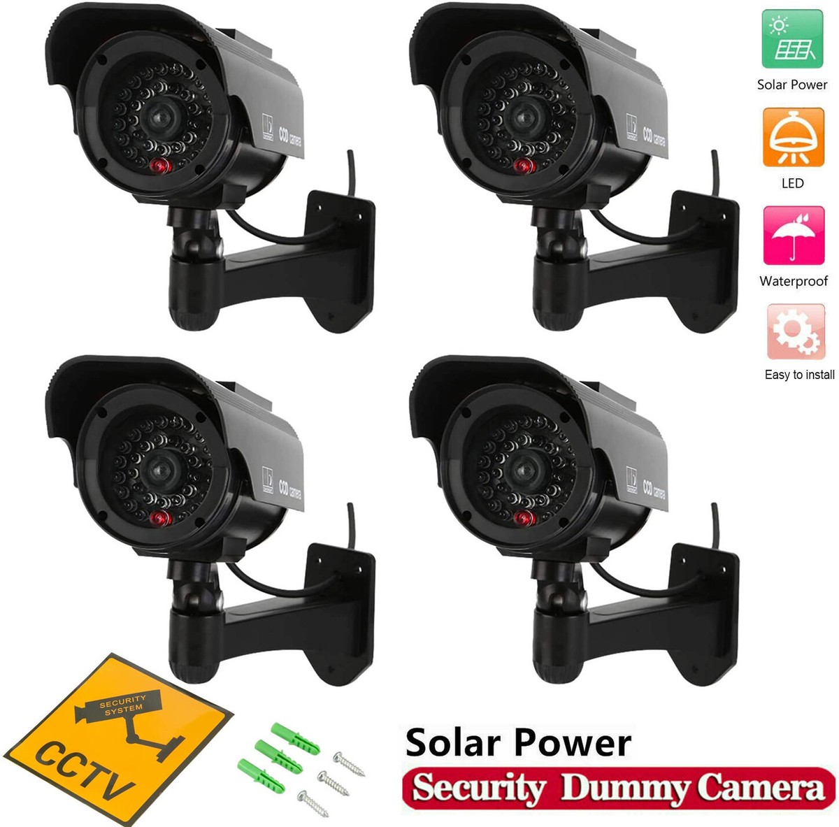 3x Telecamera Finta Di Sorveglianza, Dummy Camera, Con LED Lampeggiante Hxlxp 23 5x12 5x14 Cm Deterrente Nero 88865382 - Foto 3