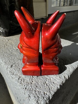 Vintage Red Devil Salt & Pepper Shaker Folk Art Ceramic 1950s
