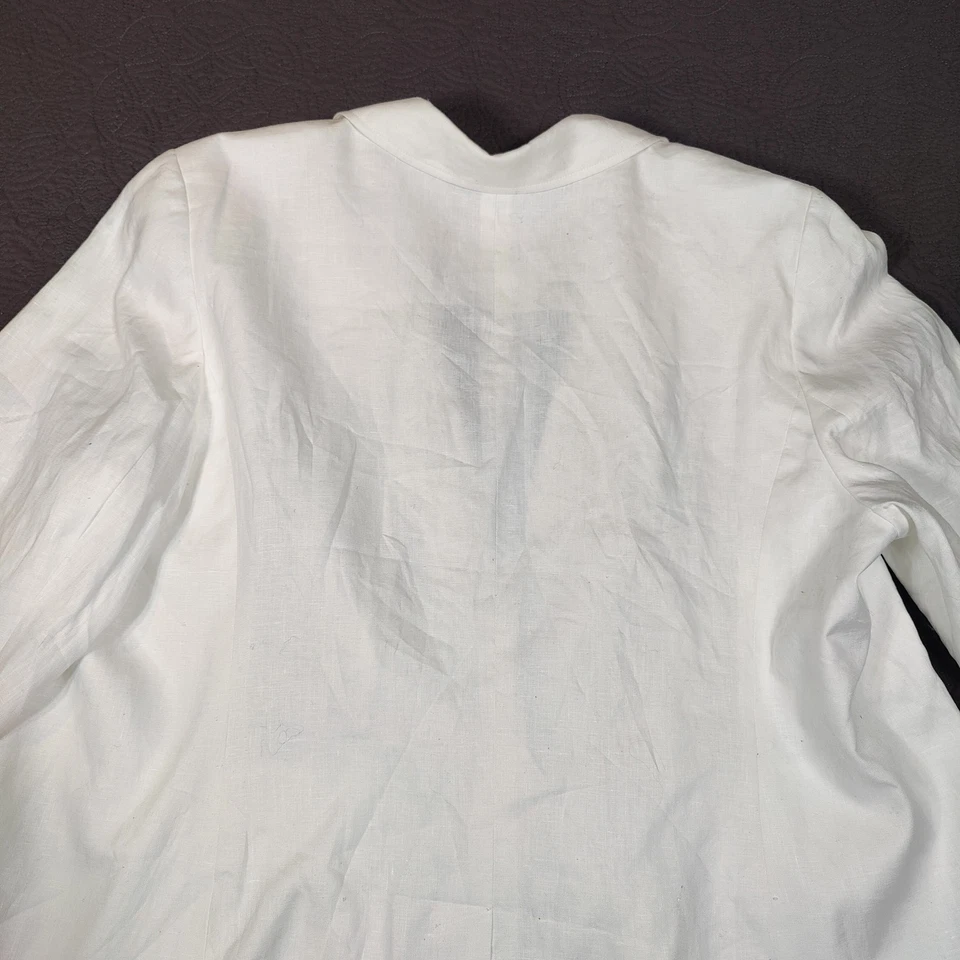 Talbots Linen Blazer Jacket Single Breasted Lined Womens 22W White Career Work  - Image 3 of 4