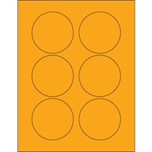 3" Fluorescent Pink Circle Laser Labels-6 Labels per Sheet-600 per Case