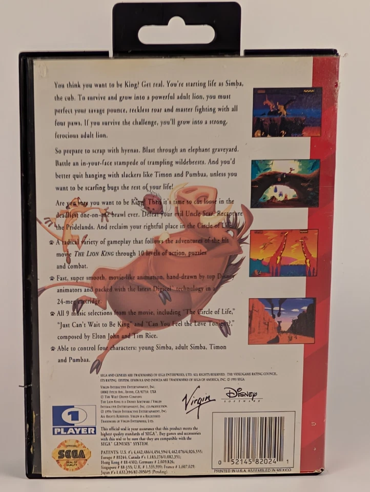 Lion King (Sega Genesis, 1994) ➡️No Manual- Tested  & Working 🎮 - Image 2 of 4