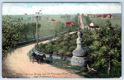 1912 HISTORICAL JUG BRIDGE over MONOCACY RIVER FREDERICK MARYLAND MD POSTCARD