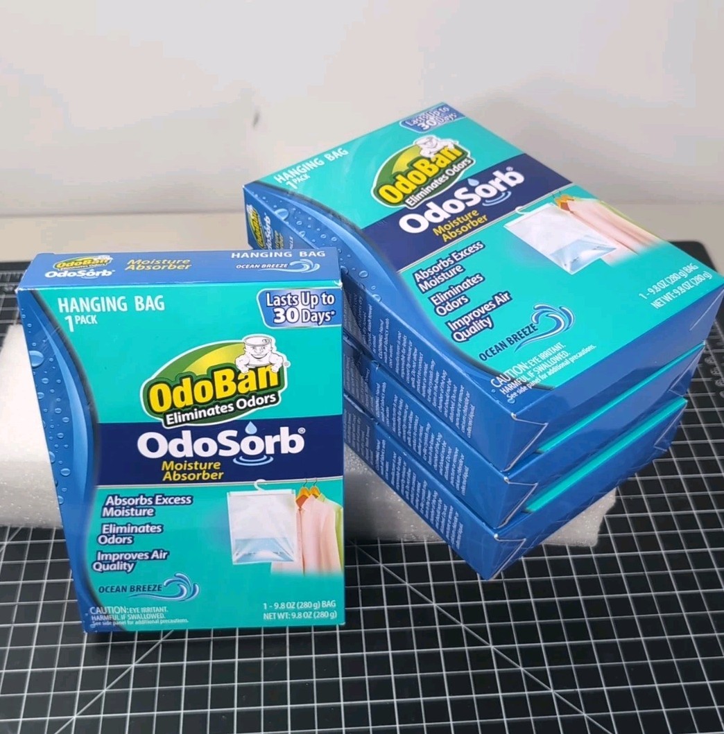 NIB 4 Pack OdoBan Eliminate Odor OdoSorb Hanging Moisture Absorber like Damp Rid