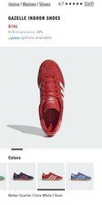 Adidas Gazelle Indoor Men’s 8 Red Brand New Never Worn Sneakers