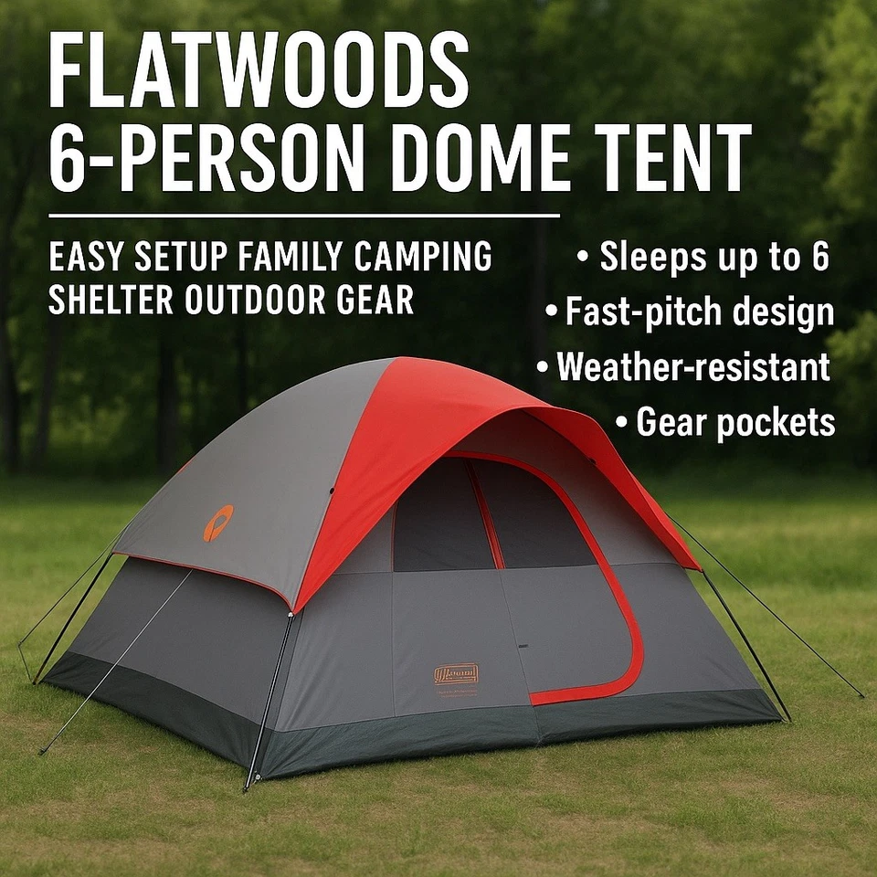 Tienda domo Flatwoods para 6 personas | Fácil configuración familia camping refugio equipo exterior Foto 2 de 4
