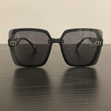 Dior Women's Oversized Square Sunglasses Black Plastic Frame Gray Tinted Lens