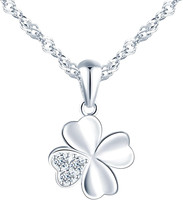 925 Silber Kette Damen Halskette Kleeblatt AnhäNger Zirkonia GlüCksbringer Frau
