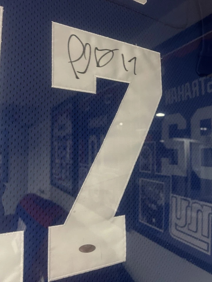 New York NY Giants Plaxico Burress Signed Autographed Framed Blue Jersey COA - Image 2 of 3