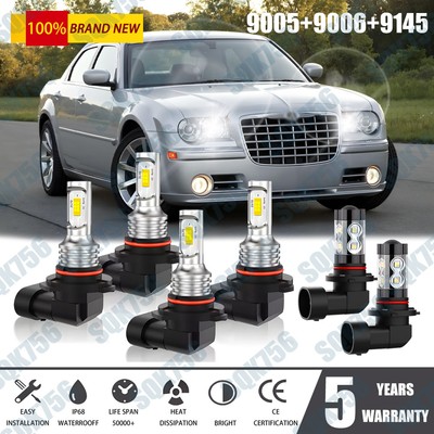 For Chrysler 300C 2005-2009 - 6X White Combo LED Headlight Fog Light Bulbs Kit
