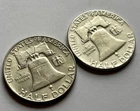 Two Very Nice Silver Franklin Half Dollars. 1950 & 1952 (1-3)