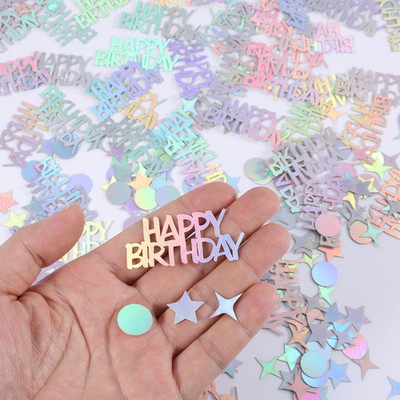 280Pcs Iridescent Confetti - Happy Birthday, Circle, Star Shapes - Paper Mate...