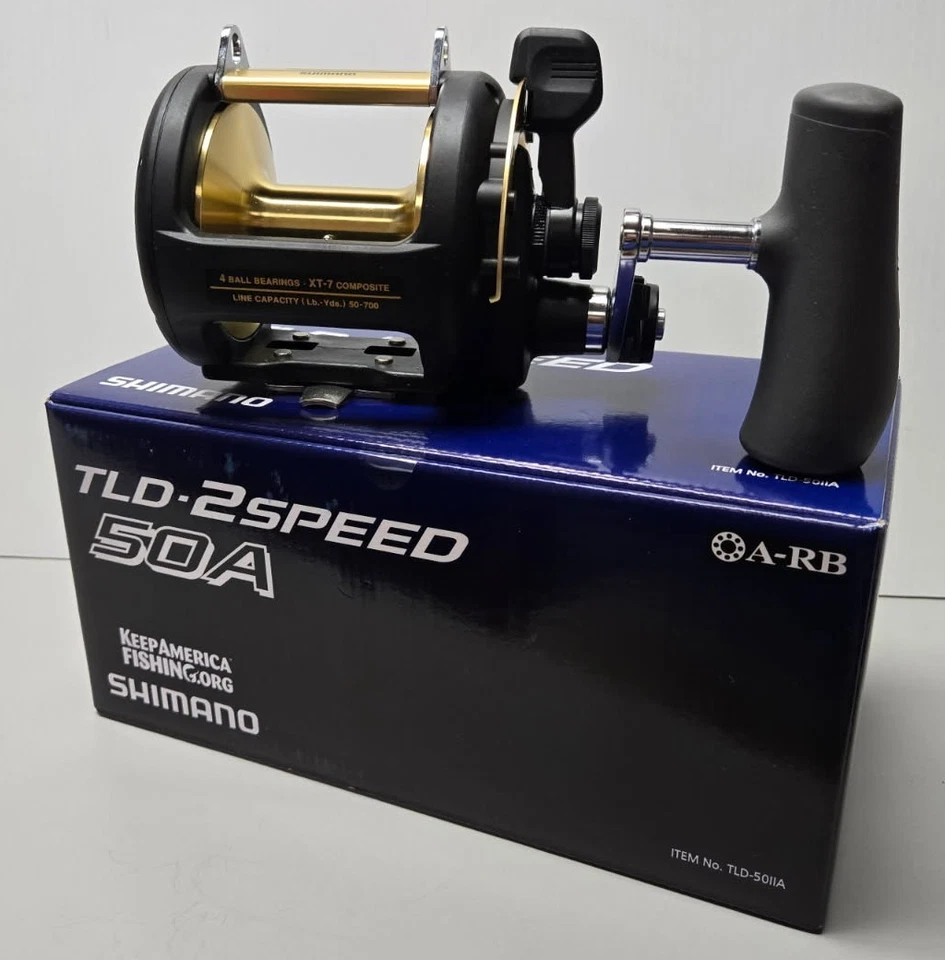 Carrete de pesca de arrastre de grafito Shimano TLD 50II 2 velocidades, TLD50IIA Foto 2 de 2