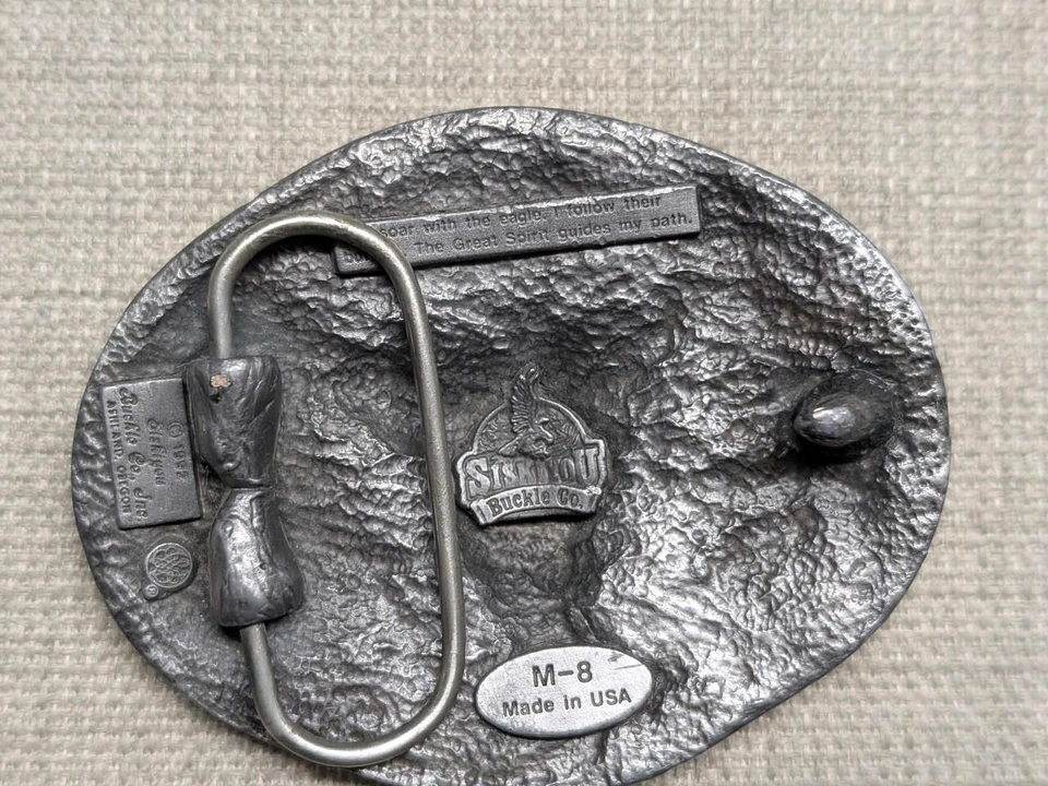 Hebilla de cinturón vintage hecha en EE. UU. SUROESTE NATIVO AMERICANO búfalo indio vaquero Foto 3 de 4