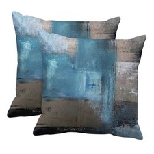 Throw Pillow Covers Modern Home Art Decor, 18 18" x 18" Pack of 2 Teal Grey