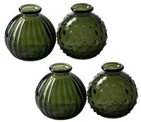 "Glasvase \"Jive\", Vase DunkelgrüN, H: 8,5 Cm (4Er Set) - Kleine Vasen, Blumenvase"
