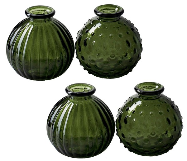 "Glasvase \"Jive\", Vase DunkelgrüN, H: 8,5 Cm (4Er Set) - Kleine Vasen, Blumenvase"-image