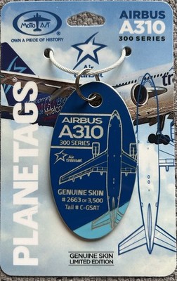 PLANETAGS : AIR TRANSAT AIRBUS A310 : C-GSAT : BLUE & LIGHT BLUE BI-COLOUR TAG 