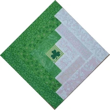 QUILT BLOCKS-Log Cabin-Scrappy-Greens and Whites, 11 1/2"- (K29E) made in USA