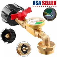 Propane Tank Elbow Refill Filler Adapter with Gauge for 1-20LB Bottle Tank Grill