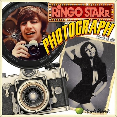 Repro Photo RINGO STARR Photograph/Down And BEATLES APPLE 7'' Single Size 18x18cm