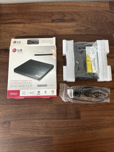 LG External DVD-WRITER Black Ultra-Slim Portable SP60 DVDRW NEW - Afbeelding 5 van 9