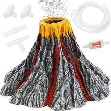 Aquarium Air Bubbler Decoration Kit, Fish Tank Air Stone Set, Realistic Volcano