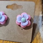 Pink Purple Plastic Flower Shape Stud Earrings Flowers & Plants Theme Butterfly… — photo 2