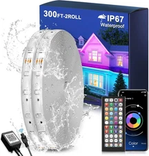Fussion Outdoor LED Strip Lights Waterproof 300FT (2 Rolls of 300FT, White 
