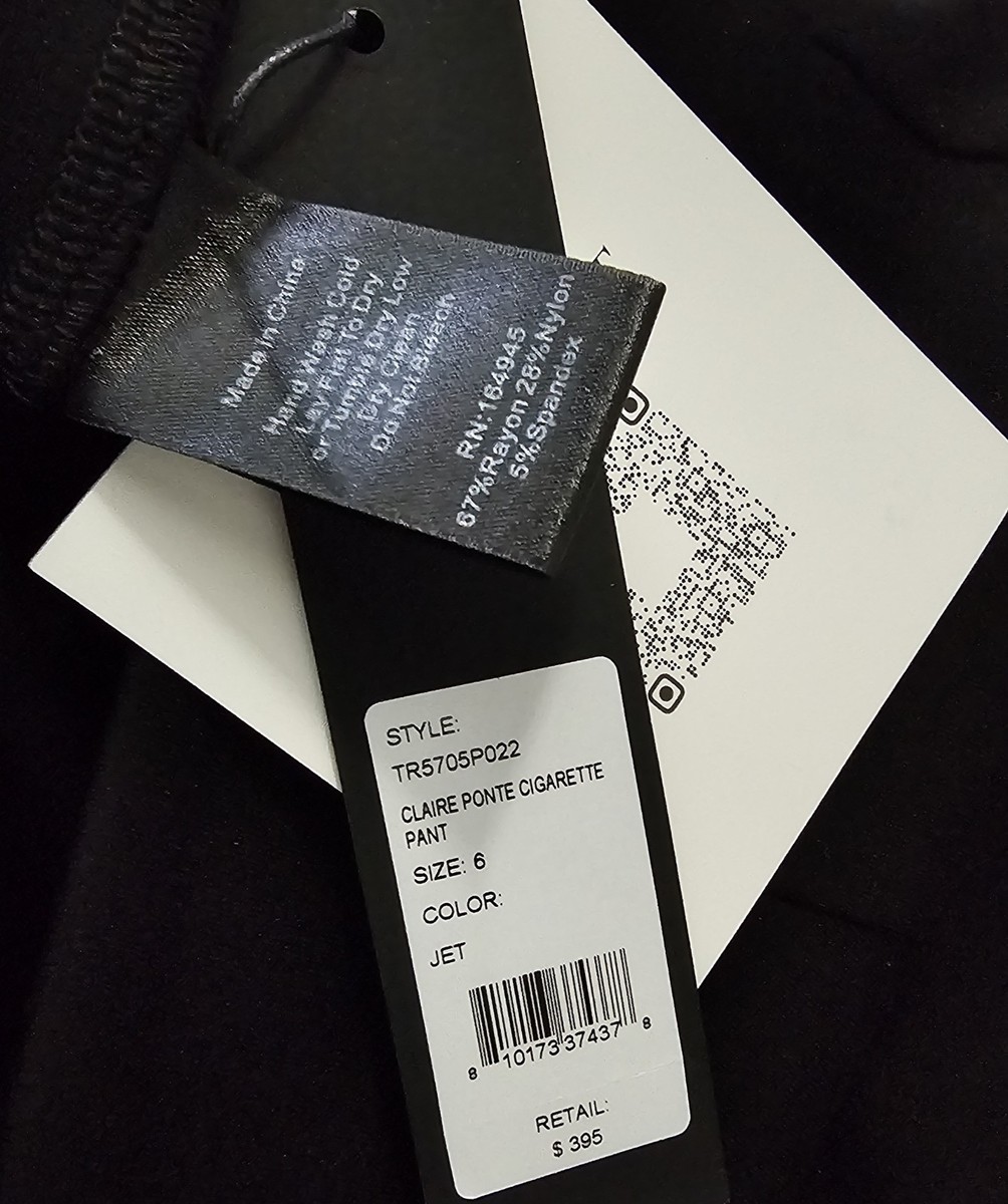 TOCCIN NWT $395 Black Claire Ponte Cigarette Pants 6 $395 | eBay