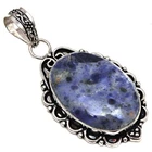 Pendant Sodalite Gemstone Gift For Her Silver Jewelry 2.25"
