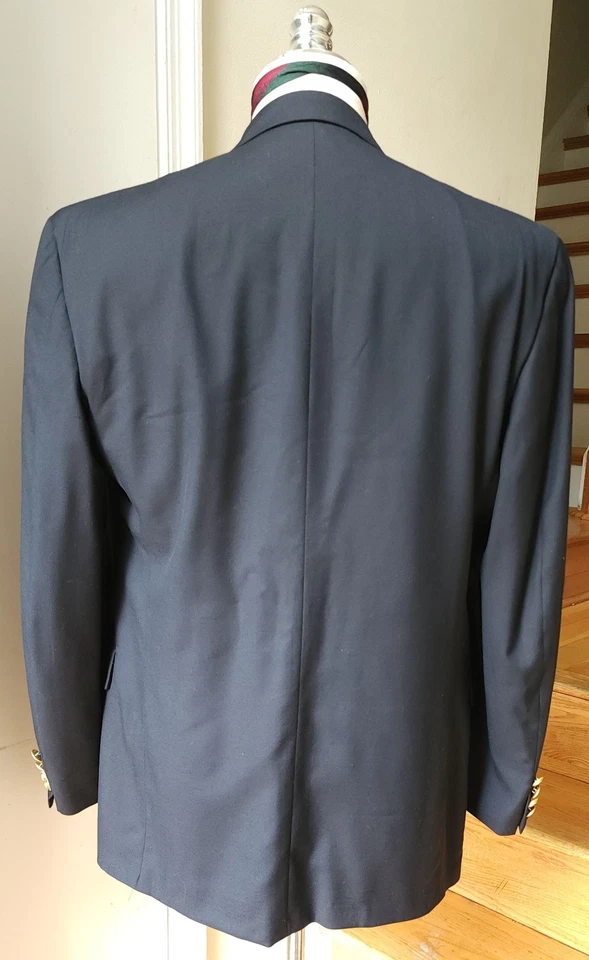 Jaqueta Aquascutum vintage azul marinho escuro lã peito duplo 6 botões dourados blazer 40R - Imagem 3 de 4