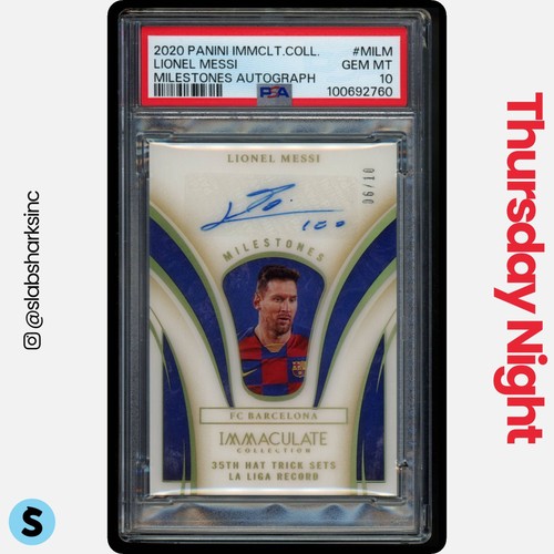 2020 PANINI IMMACULATE COLLECTION #MI-LM LIONEL MESSI MILESTONES AUTO /10 PSA 10