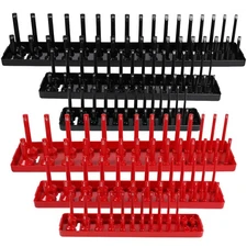6pcs ABS Socket Organizer Holder Storage Tray Rack SAE Metric 1/4" 3/8" 1/2" Set